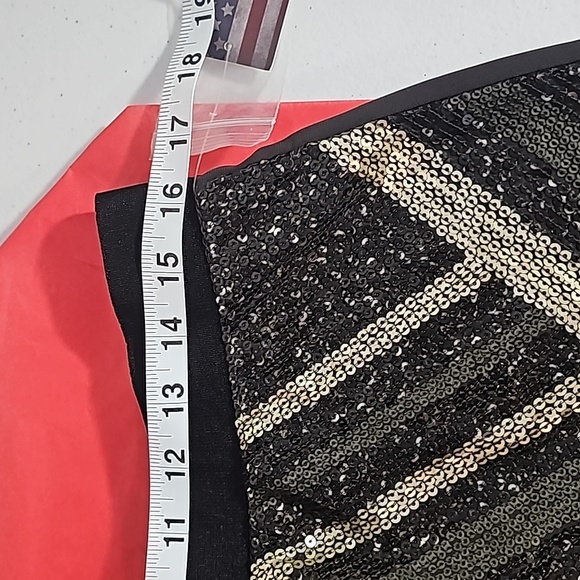 AI Authentic Icon Black W/ Bronze & Gold Festival Girl Mini-Skirt Size M NWT - Picture 8 of 16